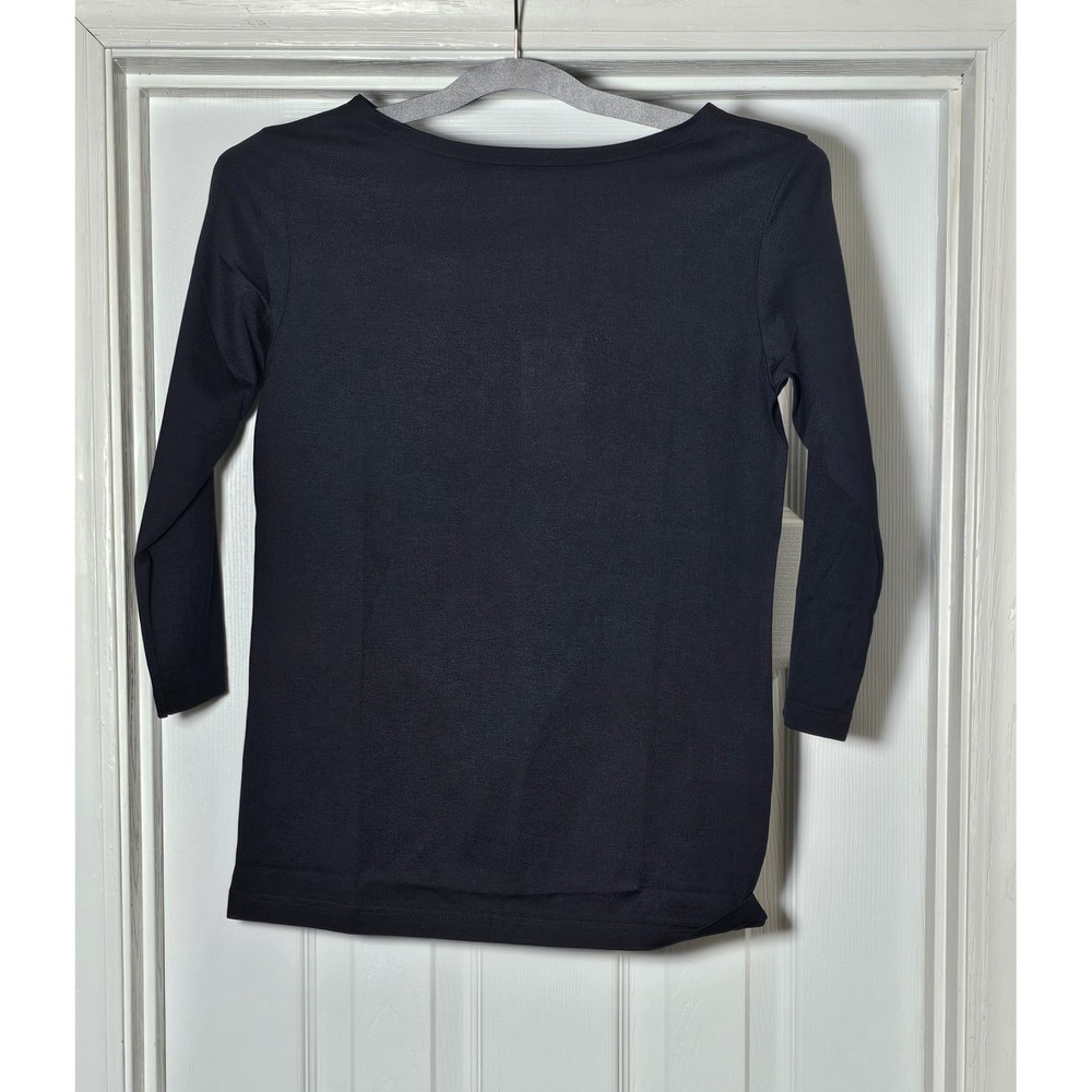 Sunspel Supima Cotton Jersey 3/4 Sleeve Tee Shirt Women's Size XS Black